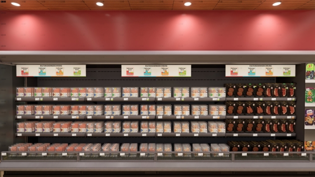 Banner mit Angaben zum Tierwohl beeinflussen Kaufverhalten nicht - Fast wie ein echter Supermarkt: Der für die Studie entwickelte virtuelle Supermarkt - Quelle: ILR/Uni Bonn